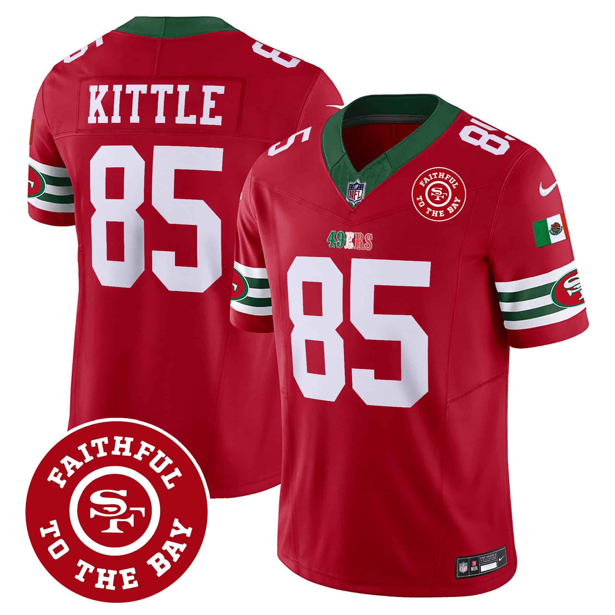 Men San Francisco 49ers 85 Kittle Red 2024 Nike Mexico Faithful To The Bay Patch Vapor NFL Jersey